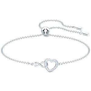 Swarovski Crystal Infinity Heart Bolo Bracelet.